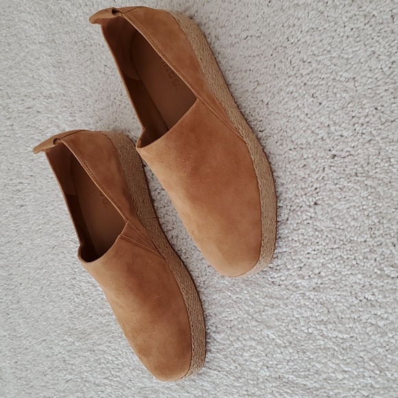 NWOT Vince Saxon Platform Espadrilles Suede Leather Loafers Slip Ons - Size 6 - Picture 2 of 6